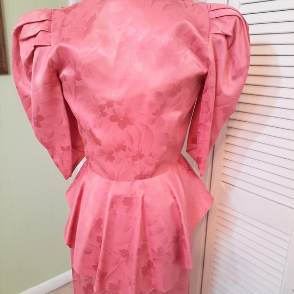 Vintage RARE ILGWU union made silk rose 2 PC formal gown dress sz 3 4 *D3 - Picture 5 of 9
